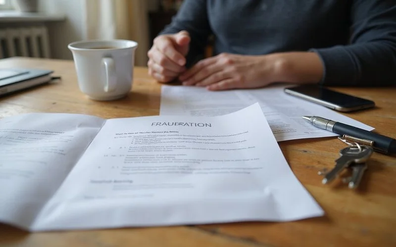 Homeowner reviewing an encapsulation scope at a table