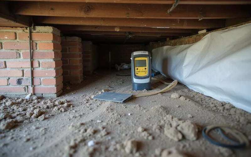 Humidity reading in a crawl space with a vapor barrier