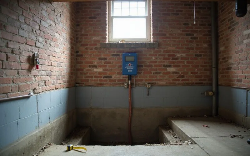 Water alarm and control on a sump system in a basement