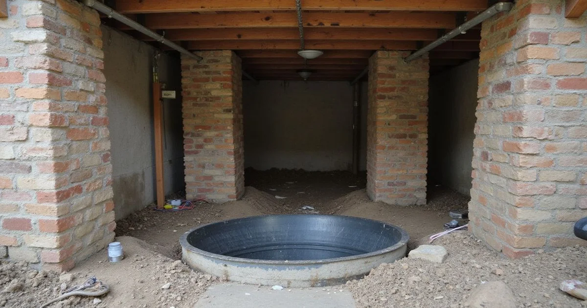 Basement sump system alongside an encapsulated crawl space
