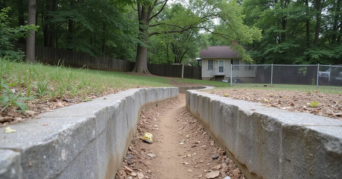 Exposed limestone ledge in a Middle Tennessee residential yard