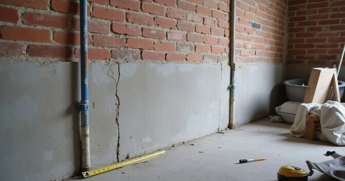 Injection ports along a vertical foundation crack on a basement wall
