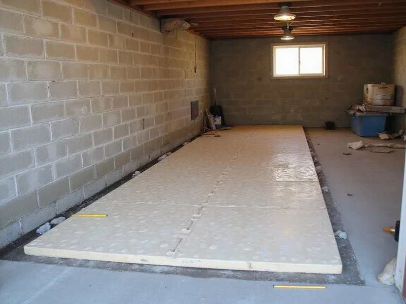 Dimple drainage board fitted against a basement wall