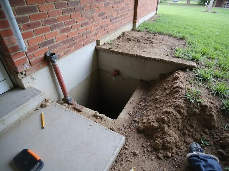 Sump discharge line routed well away from the foundation