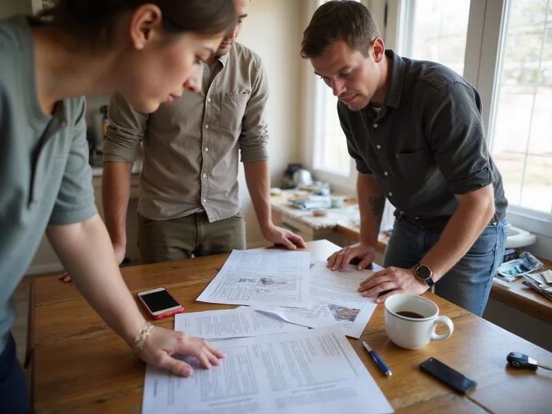 Homeowner and estimator reviewing written findings
