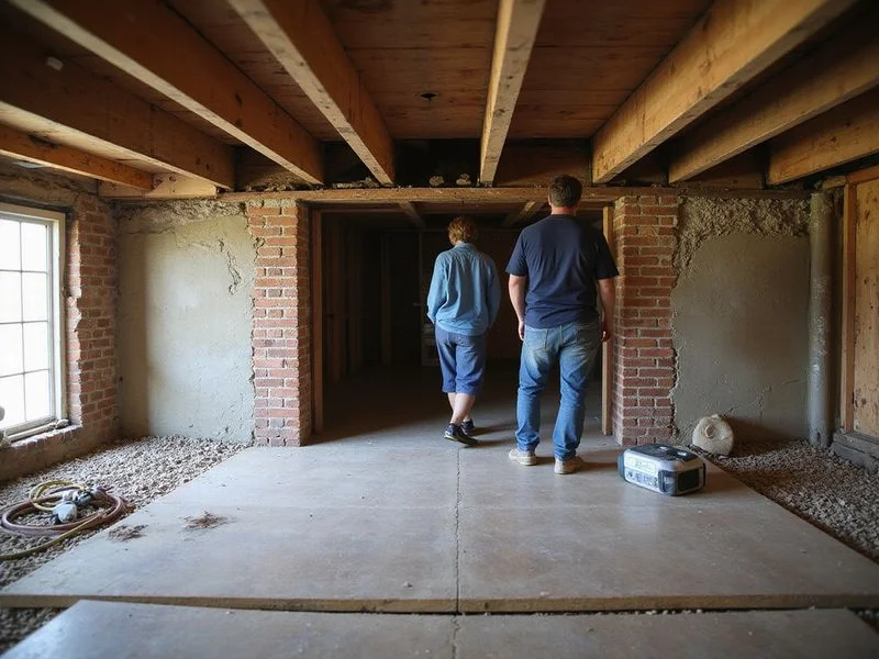 Hardwood floor above a repaired crawl space