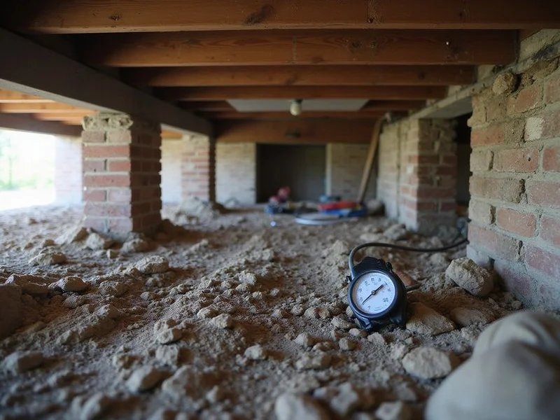Humidity gauge reading inside a sealed crawl space