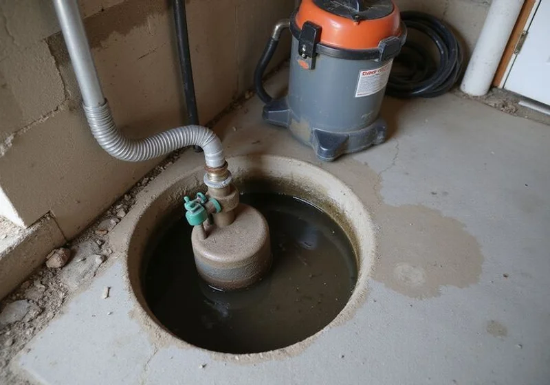 Aging pump in a silted basin with improvised discharge