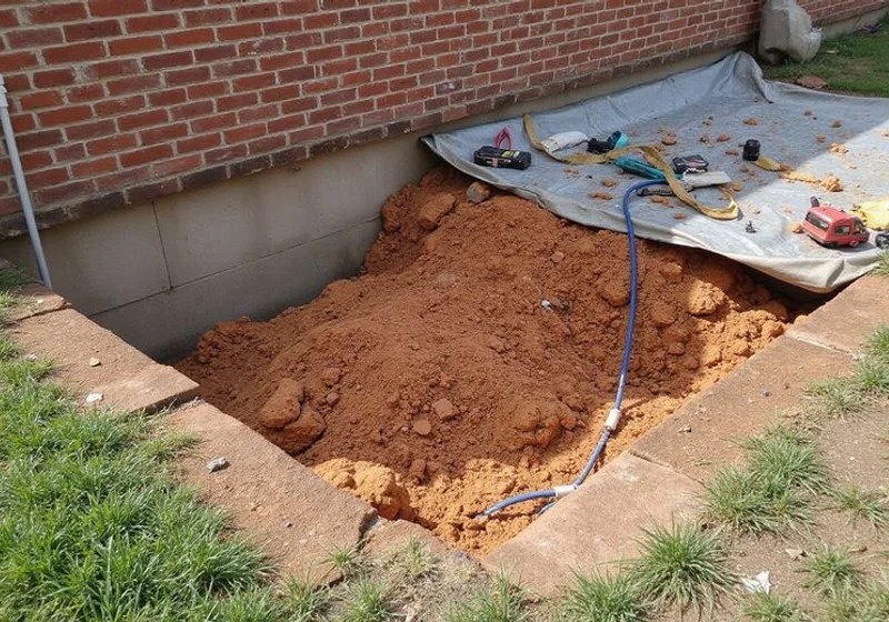 Same corner after pier installation and backfill
