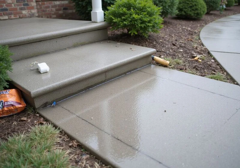 Settled walkway slab sitting below the adjacent section