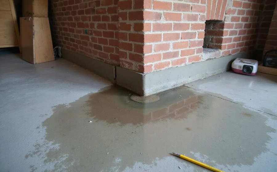Water seeping at the cove joint where a basement wall meets the floor slab