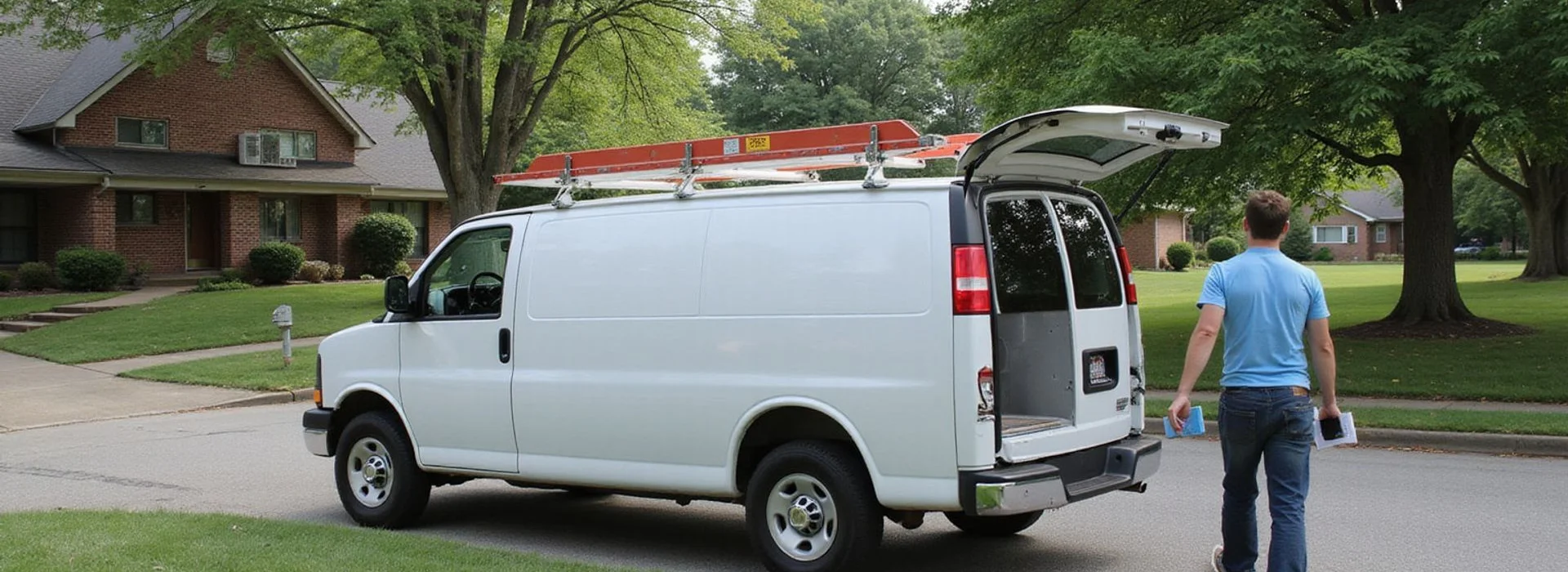 Work vehicle outside a Middle Tennessee home with an estimator arriving
